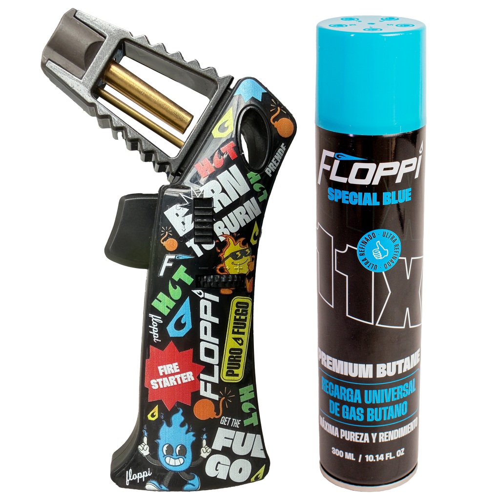 Combo Flameador Grande Floppi FG01 EDICION LIMITADA con lata de Gas Butano RG11X