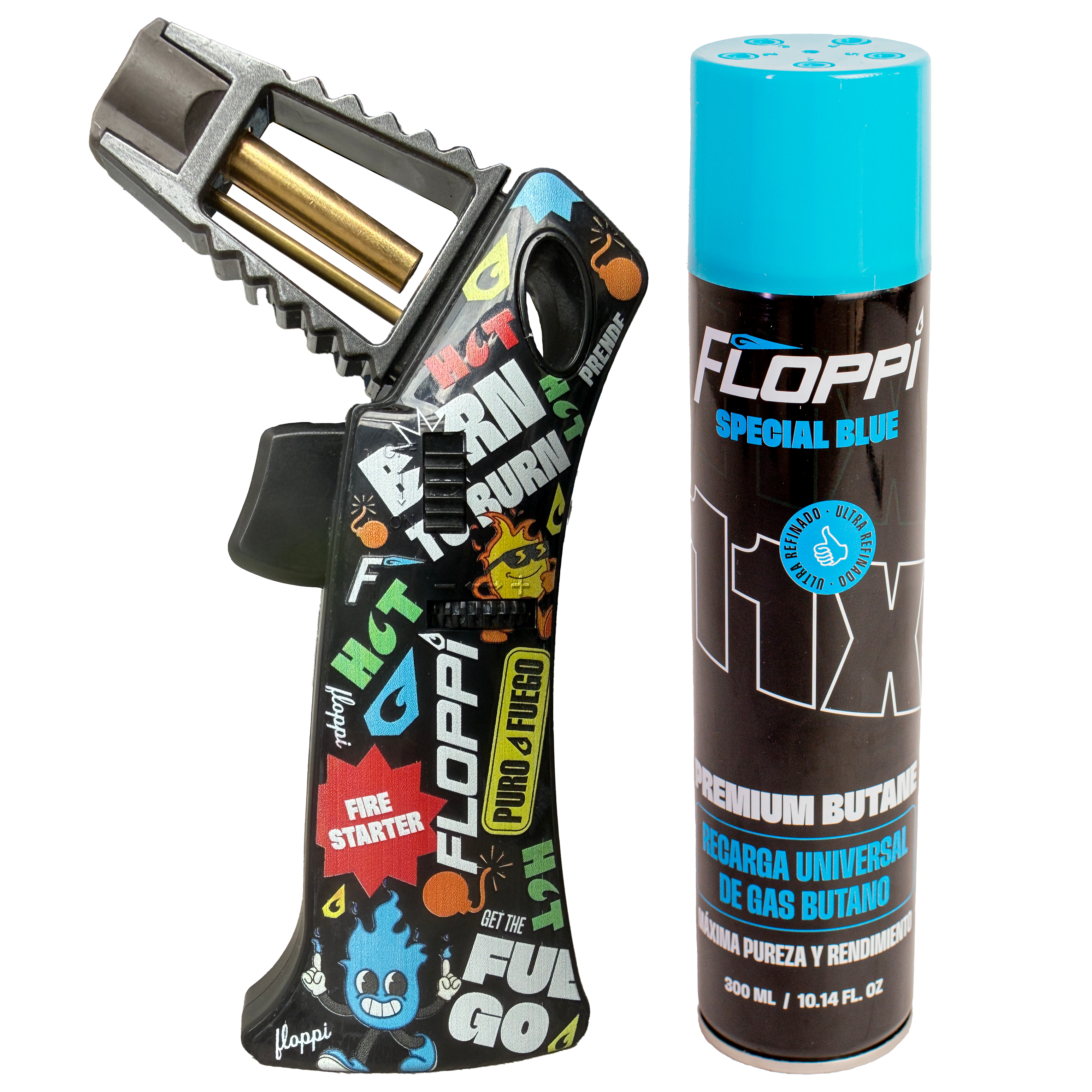 Combo Flameador Grande Floppi FG01 EDICION LIMITADA con lata de Gas Butano RG11X